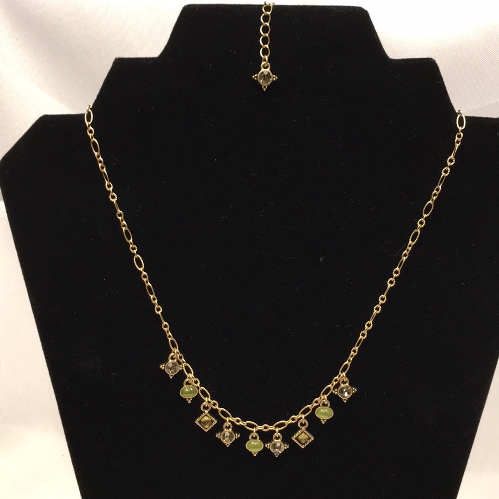 Lia Sophia necklace NWOT in gold with Green&smoke